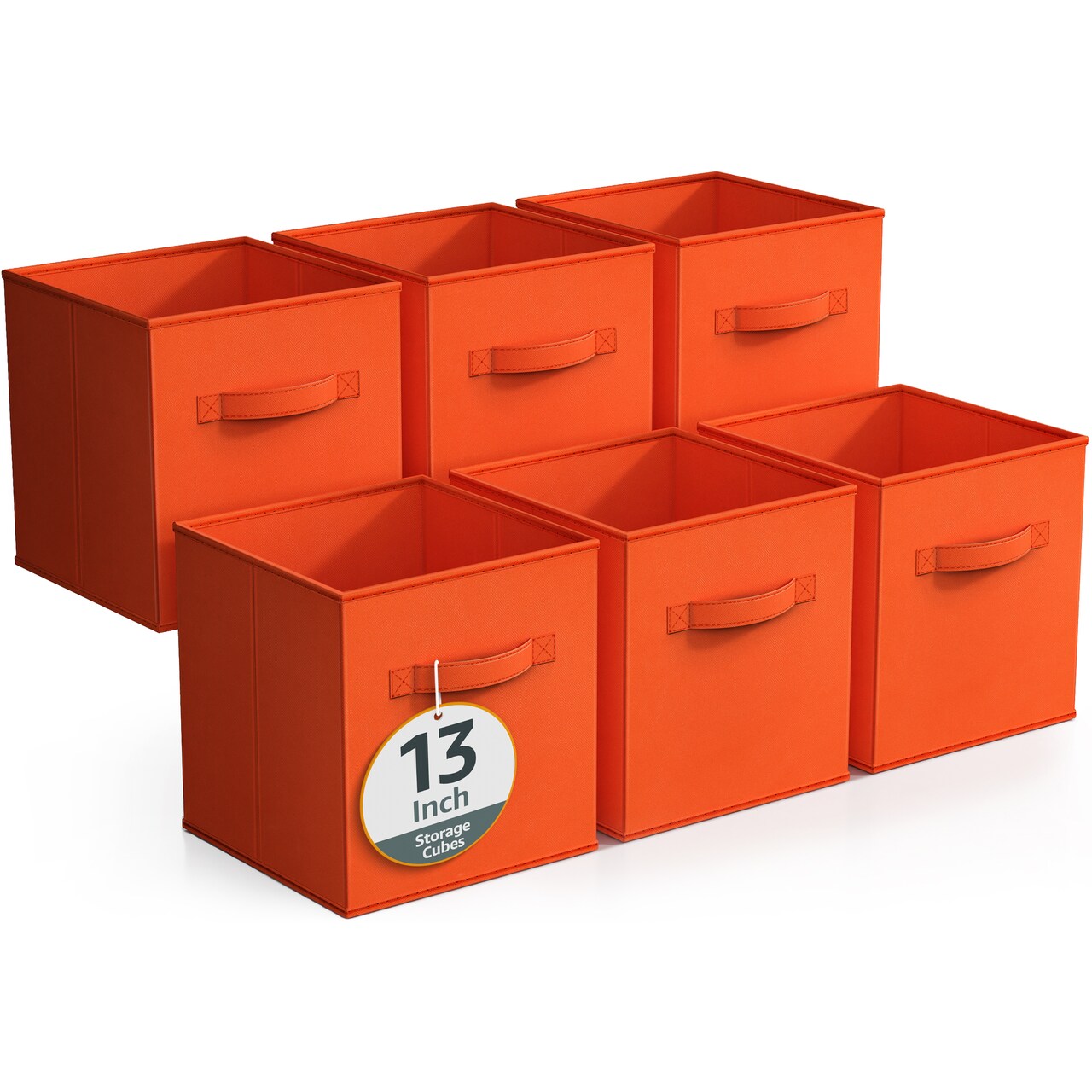 Sorbus 6 Pack 13 Inch Foldable Storage Cubes with Handles- for Organizing Home, Shelves, Nursery, Playroom, Closet and More